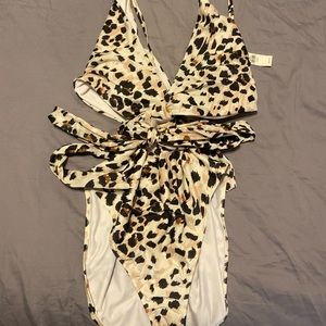 Aerie Leopard Wrap Around Swimsuit